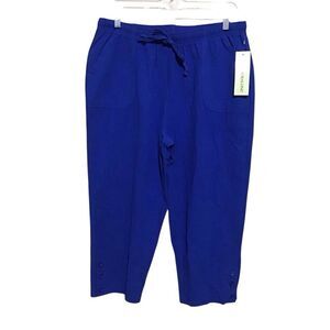 Rebecca Malone Blue Cotton Capri Pants L NWT